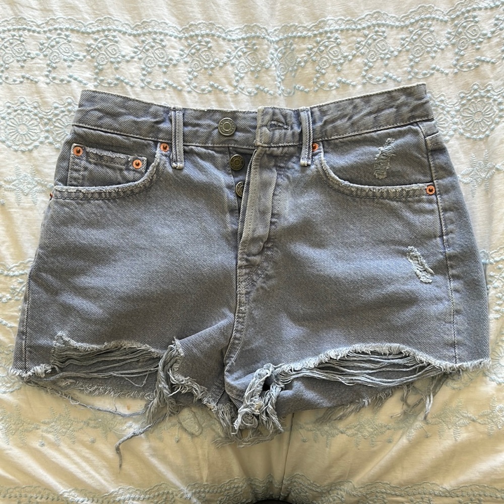 Grlfrnd purple jean shorts